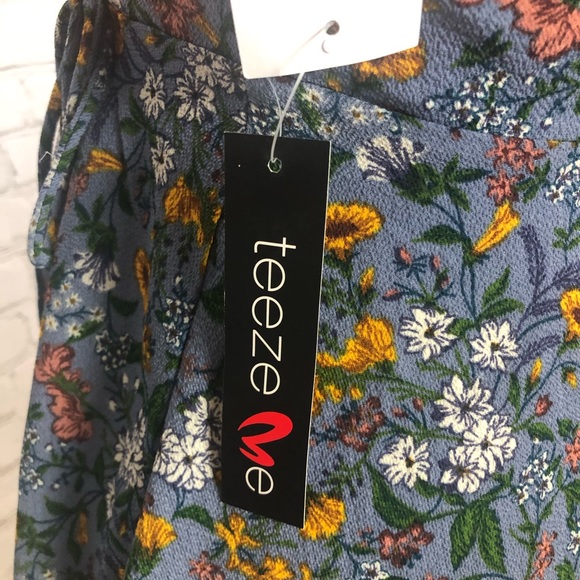 Floral Print Cold Shoulders Ruffles Wrap Dress - Picture 6 of 9